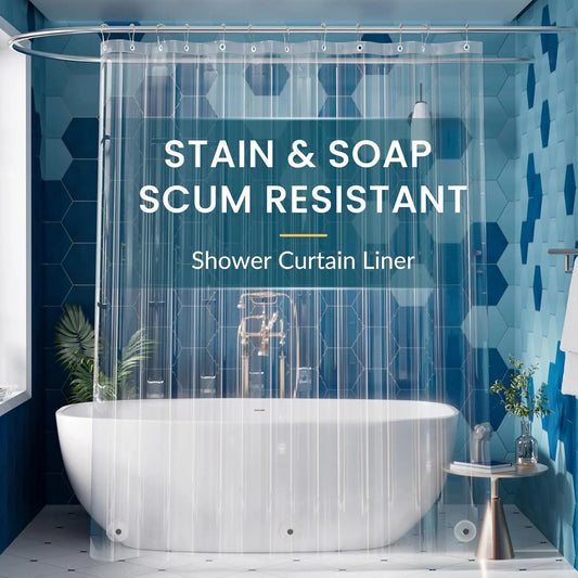 Clear Plastic Shower Liner Stain And Soap Scum Resistant Magnetic