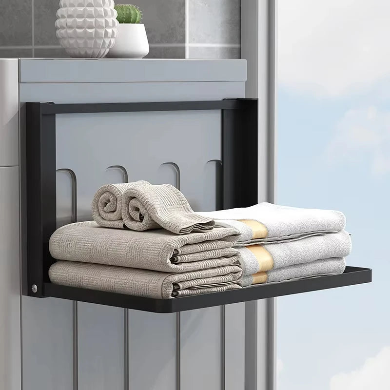 Metal Foldable Magnetic Storage Shelf, Black/White. 41 cm x 25 cm D x 25 cm H