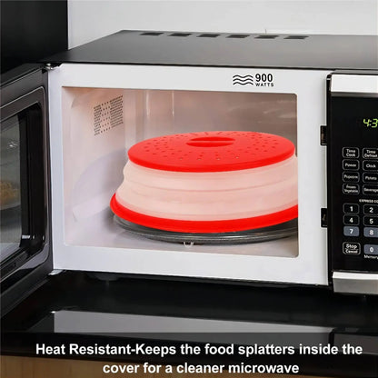 Collapsible Microwave Food Cover Prevents Splatter Colander