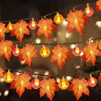 Fall/Thanksgiving Pumpkin Maple Leaf String Lights