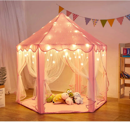 Outdoor/Indoor, Portable, Folding Princess Castle Tent With LED Star Lights