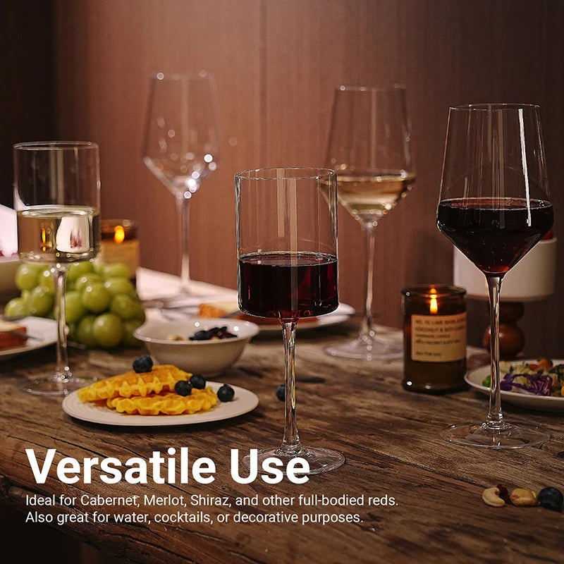 Set of 4 Modern Crystal Red Wine Glasses 2 Styles