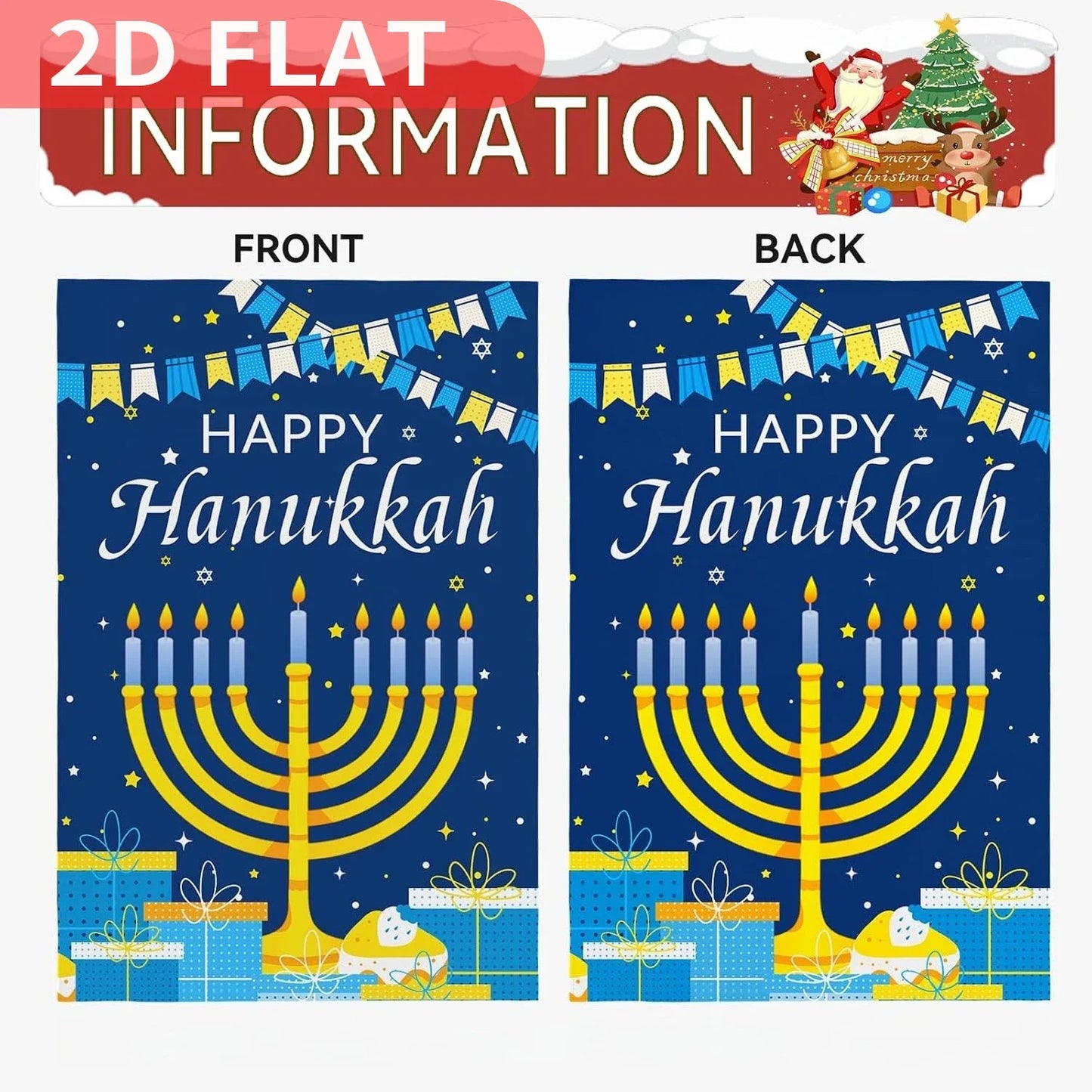 1pc Happy Hanukkah Garden Flags, 12 x 18 Inch, Double Sided, Polyester