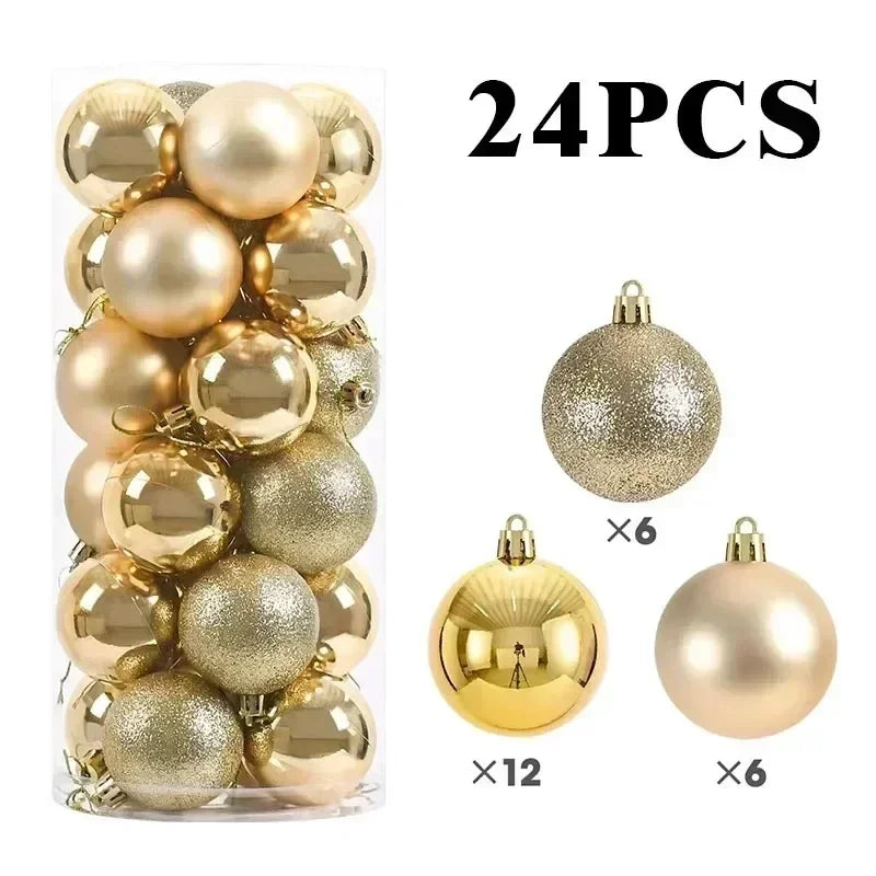 24Pcs 3/4/6CM Christmas  Tree Pendant Ornaments