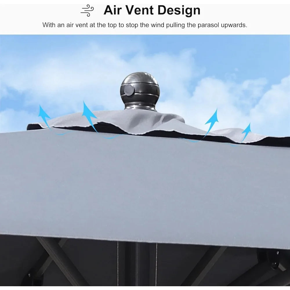 10' x 10' Square UV Resistant Outdoor Aluminum Patio Umbrella