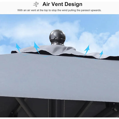 10' x 10' Square UV Resistant Outdoor Aluminum Patio Umbrella