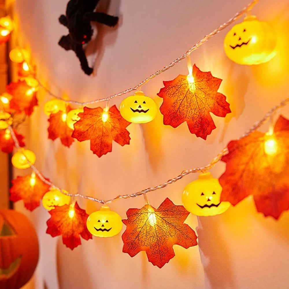 Fall/Thanksgiving Pumpkin Maple Leaf String Lights