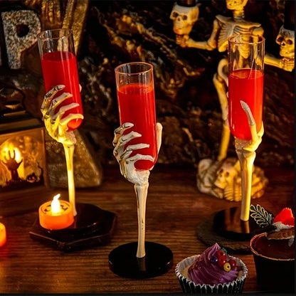 Halloween Goblet Skeleton Hand Arm Design Plastic Champagne Flutes