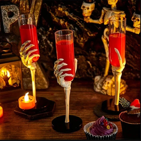 Halloween Goblet Skeleton Hand Arm Design Plastic Champagne Flutes
