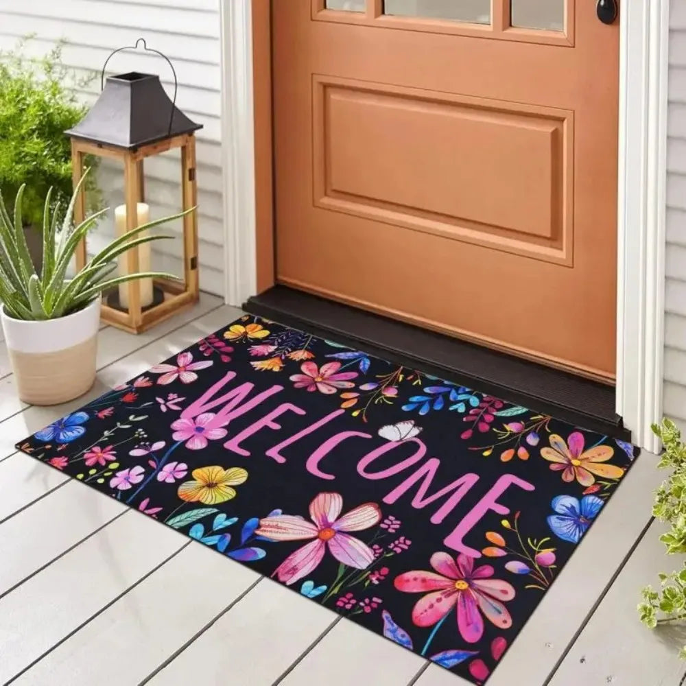 Summer Floral Non Slip Absorbent Welcome Mat