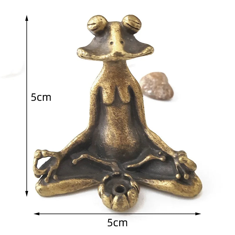 Antique Brass Meditation Zen Frog Statue