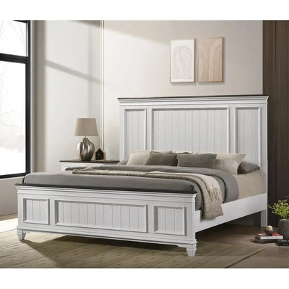 6-Piece Shiplap Panel King Or Queen Bedroom Set Includes Bed, Dresser, Mirror, 2 Nightstands, Chest