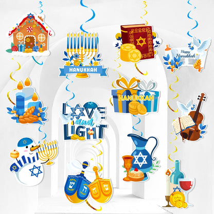 1set Hanukkah Hanging Swirls/Happy Hanukkah Hanging Decorations/ Hanukkah Festival of Lights /Chanukah Party Decor Supplies
