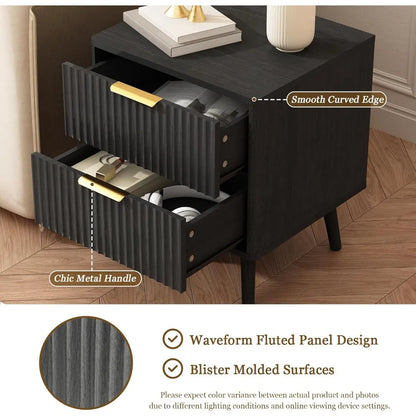 Modern Chic Black 3 Piece Set with 6 Drawer Dresser And 2 Nightstands
