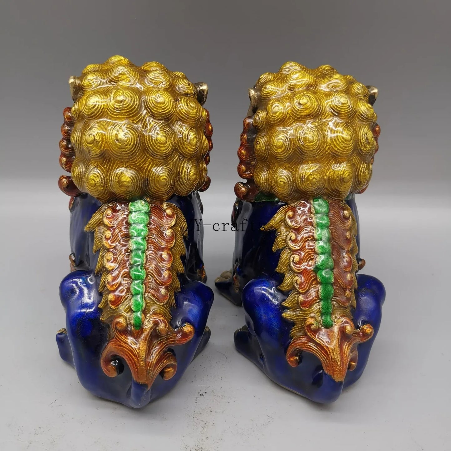 Chinese Antique Guardian Door Dogs, Brass, Feng Shui