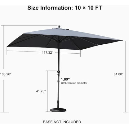 10' x 10' Square UV Resistant Outdoor Aluminum Patio Umbrella