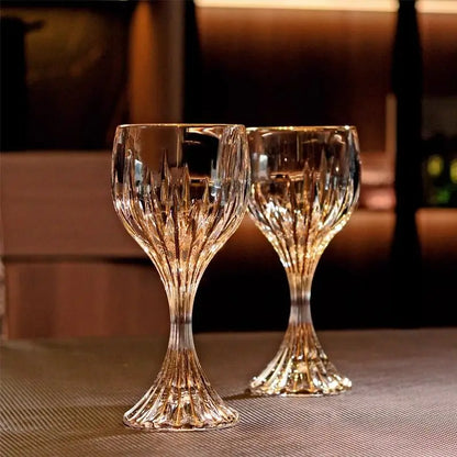 e
Elegant Lead Free Crystal Wine Glasses Clear/Gold Streaked Handwash
