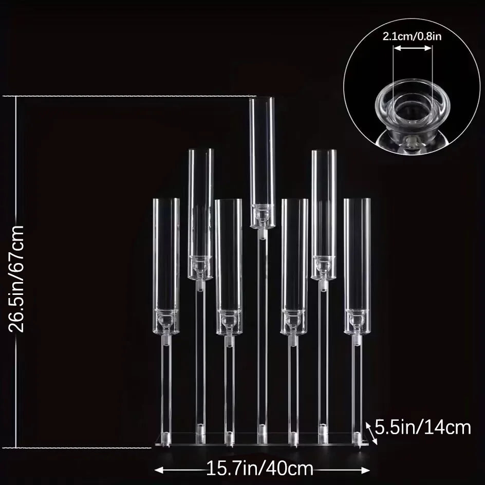 Modern, Elegant 7 Arm Acrylic Candlestick Holder, Use Led Candles Only