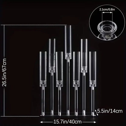 Modern, Elegant 7 Arm Acrylic Candlestick Holder, Use Led Candles Only