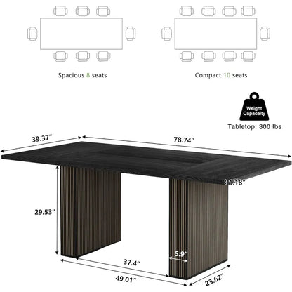 Dining Table for 6 8 10, Modern Farmhouse Rectangular Table
