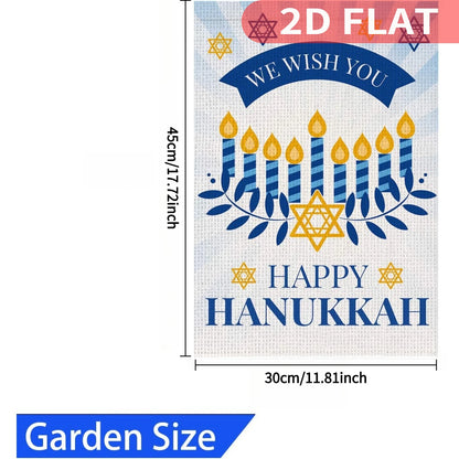 1pc Happy Hanukkah Garden Flag, Double Sided, Polyester,12x18 Inch