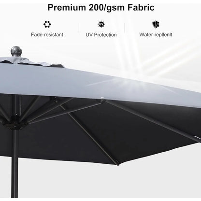 10' x 10' Square UV Resistant Outdoor Aluminum Patio Umbrella