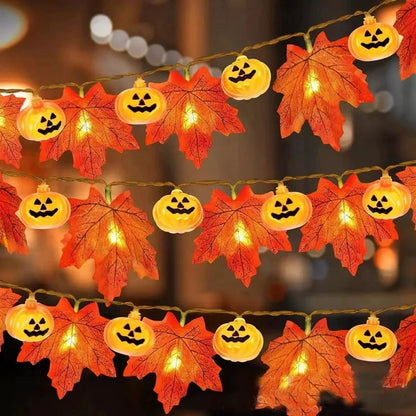 Fall/Thanksgiving Pumpkin Maple Leaf String Lights