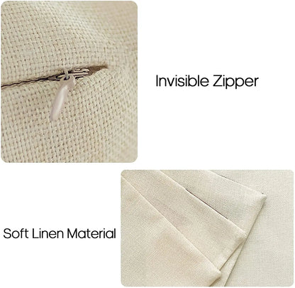 Set of 4 Linen Abstract Pillow Covers