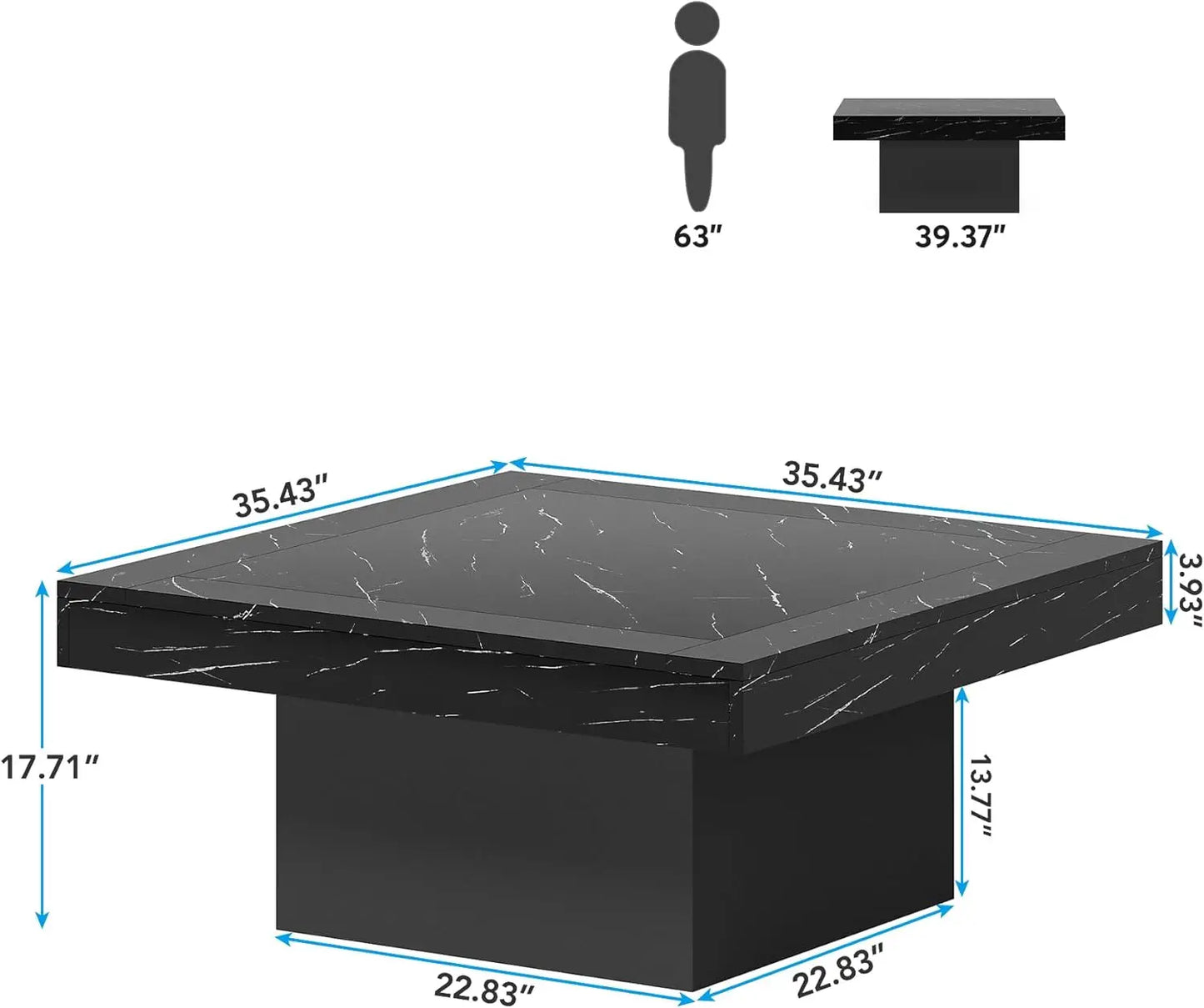 Modern Square Coffee Table With LED Lighting
