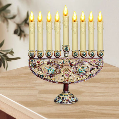 Metal Gold/Enamel Hanukkah Menorah