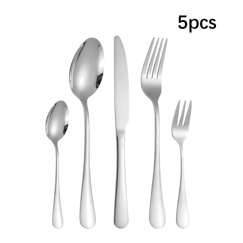 30 Piece Silver Stainless Steel Cutlery Set Knife/Dinner Fork/Dessert Fork/Tablespoon/Teaspoon Dishwasher Safe