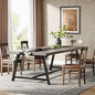 Farmhouse Rectangular Wooden Table With Metal Frame, Seats 6-8