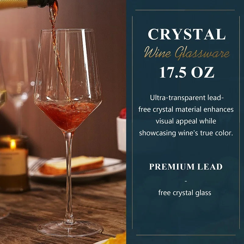 Set of 4 Modern Crystal Red Wine Glasses 2 Styles