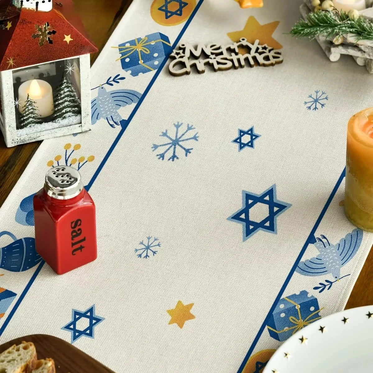 Hanukkah Table Runner with Menorah Design