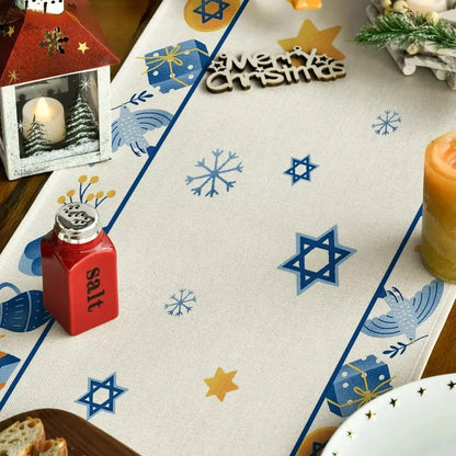 Hanukkah Table Runner with Menorah Design