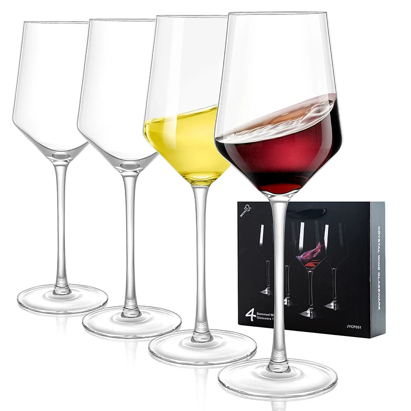 Set of 4 Modern Crystal Red Wine Glasses 2 Styles