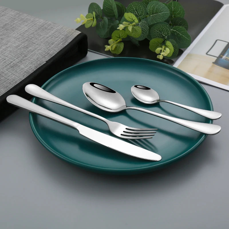 5 Piece Elegant Stainless Steel Cutlery Set Knife Dinner Fork Salad/Dessert Fork Tablespoon Teaspoon Dishwasher Safe