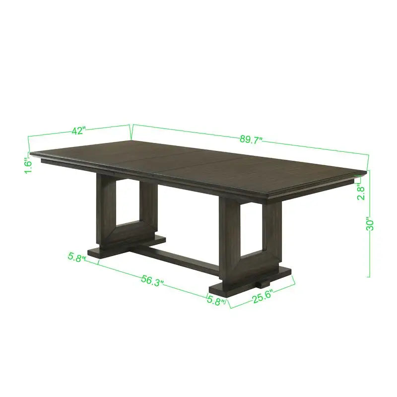 5pc Rectangular Extendable Dining Table with 18" Leaf, Trestle Base, Upholstered Button Tufted Chairs