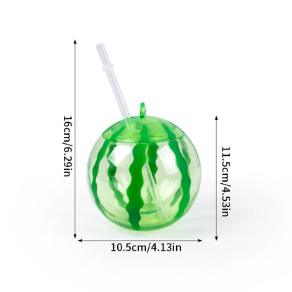 Plastic Fruit Drink Cups With Straw, Strawberry/Pineapple/Watermelon, Set Of 6 Or 8