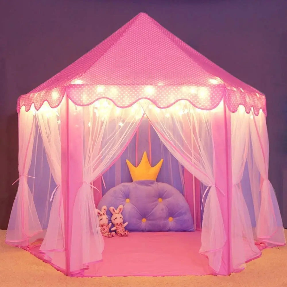Outdoor/Indoor, Portable, Folding Princess Castle Tent With LED Star Lights