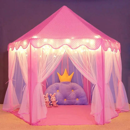 Outdoor/Indoor, Portable, Folding Princess Castle Tent With LED Star Lights