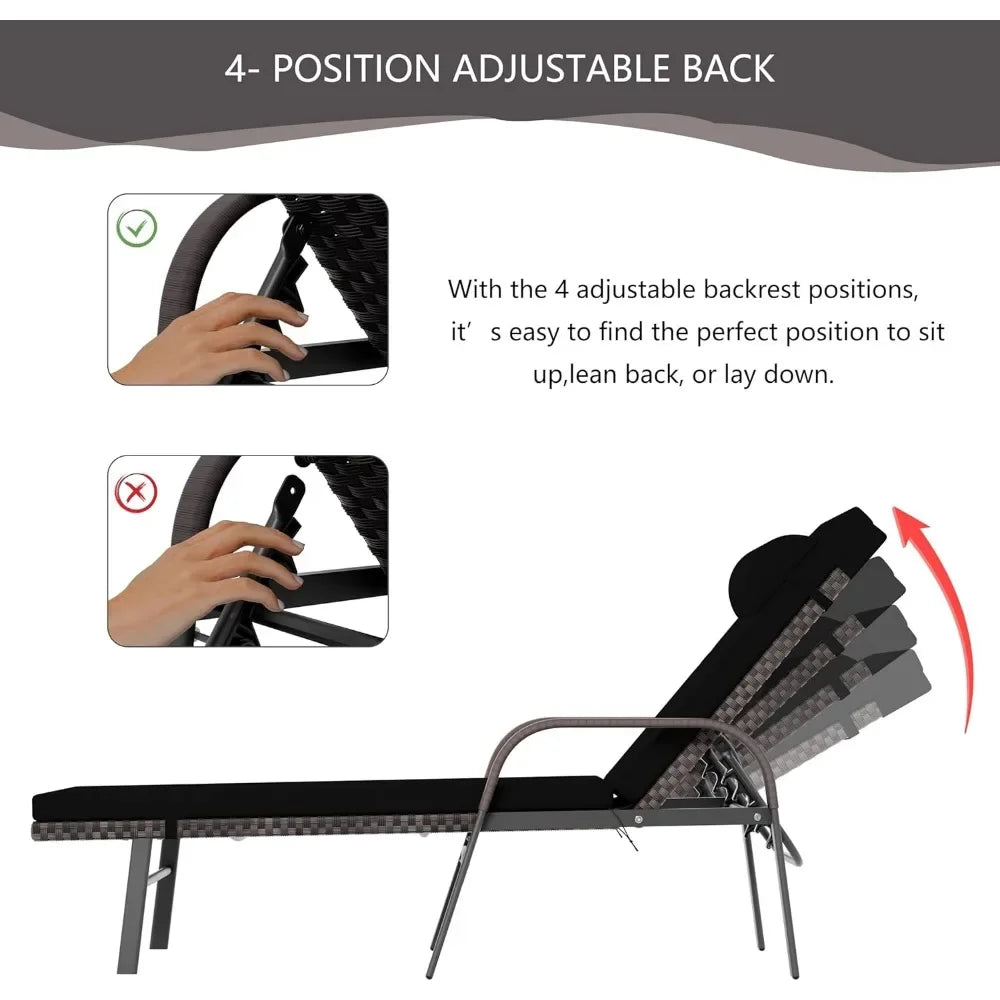 3 Piece Set 2 Chaise Lounge Chairs And Folding Table