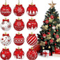 12Pcs Wooden Christmas Ball Ornaments
